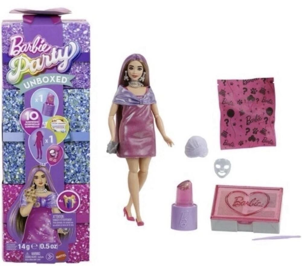 Barbie Party Unboxed Glam Party Pink Sparkle Doll JFY67 10 Surprises Sealed